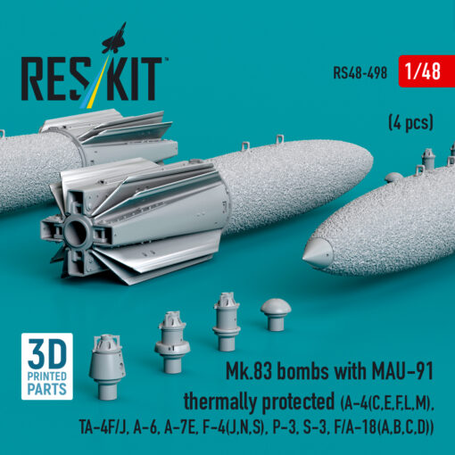 Reskit Mk.83 bombs with MAU-91 thermally protected (4 pcs) , TA-4F/J, A-6, A-7E, F-4(J,N,S), P-3, S-3, F/A-18(A,B,C,D)) (3D printed) (1/48) RS48-0498 - Image 2