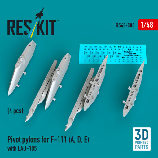 Reskit Pivot pylons for F-111 (A, D, E) with LAU-105 (3D Printed) (1/48) RS48-0500