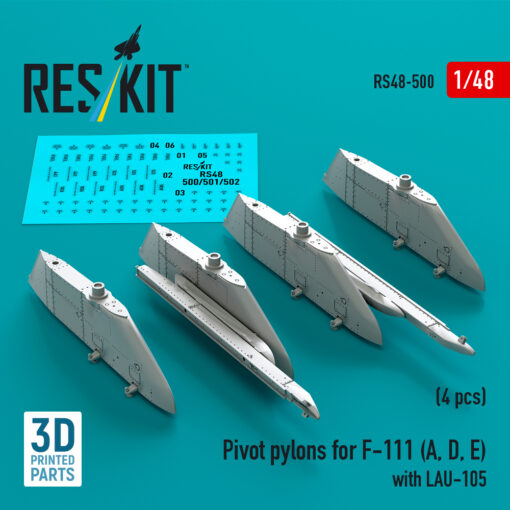 Reskit Pivot pylons for F-111 (A, D, E) with LAU-105 (3D Printed) (1/48) RS48-0500 - Image 3