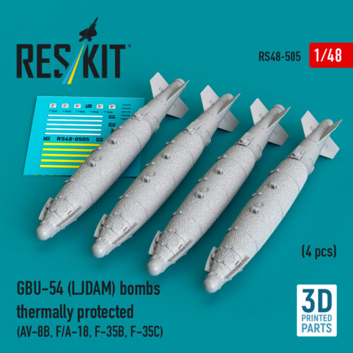 Reskit GBU-54 (LJDAM) bombs thermally protected (AV-8B, F/A-18A-F, F-35B, F-35C) (3D Printed) (1/48) RS48-0505