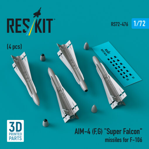 Reskit AIM-4 (F, G) "Super Falcon" missiles for F-106 (3D Printed) (1/72) RS72-0476