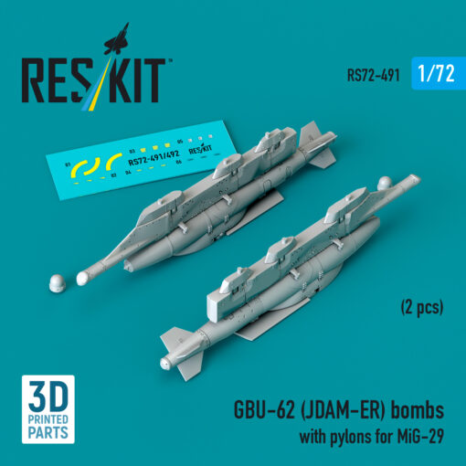 Reskit GBU-62 (JDAM-ER) bombs with pylons for MiG-29 "Fulcrum" (3D Printed) (1/72) RS72-0491