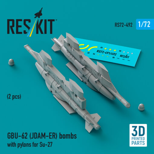 Reskit GBU-62 (JDAM-ER) bombs with pylons for Su-27 "Flanker" (3D Printed) (1/72) RS72-0492