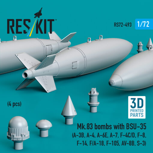 Reskit Mk.83 bombs with BSU-35 (4 pcs) (3D printed) (1/72) RS72-0493 - Image 2