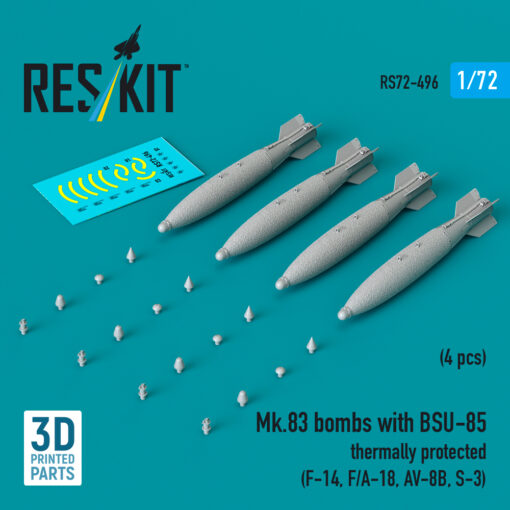 Reskit Mk.83 bombs with BSU-85 thermally protected (4 pcs) (3D printed) (1/72) RS72-0496