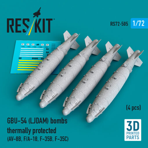 Reskit GBU-54 (LJDAM) bombs thermally protected (AV-8B, F/A-18A-F, F-35B, F-35C) (3D Printed) (1/72) RS72-0505