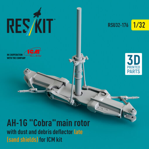 Reskit AH-1G "Cobra" main rotor with dust and debris deflector (sand shields) late version for ICM kit (1/32) RSU32-0176 - Image 2