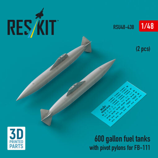 Reskit 600 gallon fuel tanks with pivot pylons for FB-111 (2 pcs) (1/48) RSU48-0438