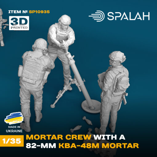 Spalah set of model and figures "Ukrainian mortar crew with a 82-mm KBA-48M mortar" (1/35) - Image 2