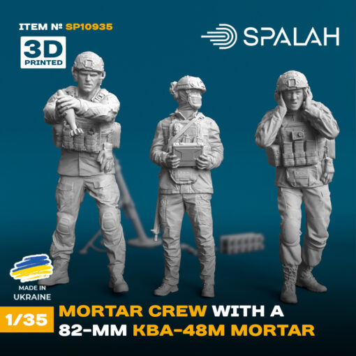 Spalah set of model and figures "Ukrainian mortar crew with a 82-mm KBA-48M mortar" (1/35) - Image 4