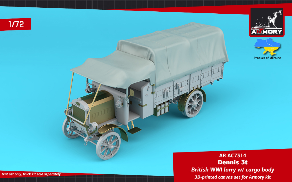 Armory 1/72 Dennis 3t British WWI Lorry, canvas set for cargo body