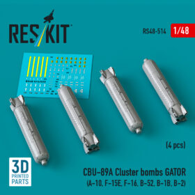 Reskit CBU-89A cluster bombs GATOR (4 pcs) (3D Printed) (1/48) RS48-0514