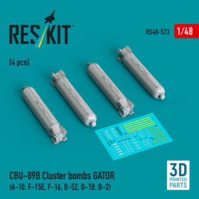 Reskit CBU-89B cluster bombs GATOR (4 pcs) (3D Printed) (1/48) RS48-0523