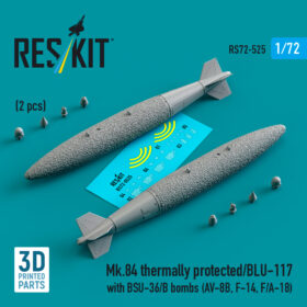Reskit Mk.84 thermally protected/BLU-117 with BSU-36/B bombs (2 pcs) (3D Printed) (1/72) RS72-0525
