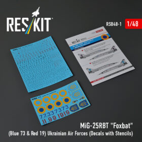Reskit MiG-25RBT "Foxbat" (Blue 73 & Red 19) Ukrainian Air Forces (Decals with Stencils) (1/48)