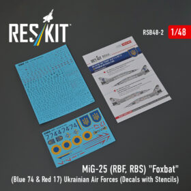 Reskit MiG-25RBF, RBS "Foxbat" (Blue 74 & Red 17) Ukrainian Air Forces (Decals with Stencils) (1/48)