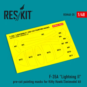 ResKit 1/48 F-35A "Lightning II" pre-cut paResKit F-35A "Lightning II" pre-cut painting masks for Kitty Hawk/Zimimodel kit (1/48) RSM48-0025inting masks for Meng kit RSM48-0024 (Copy)