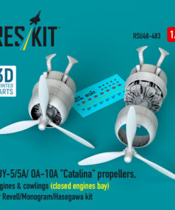 Reskit PBY-5/5A/ OA-10A "Catalina" propellers, engines & cowlings (closed engines bay) for Revell/Monogram/Hasegawa kit (1/48) RSU48-0483
