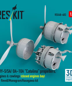 Alternative view of Reskit PBY-5/5A/ OA-10A "Catalina" propellers, engines & cowlings (closed engines bay) for Revell/Monogram/Hasegawa kit (1/48) RSU48-0483