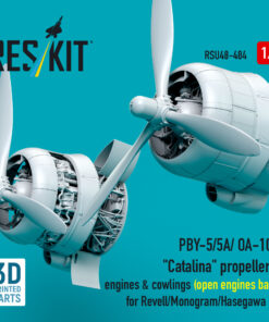 Alternative view of Reskit PBY-5/5A/ OA-10A "Catalina" propellers, engines & cowlings (open engines bay) for Revell/Monogram/Hasegawa kit (1/48) RSU48-0484