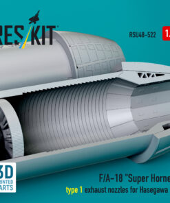 Alternative view of Reskit F/A-18 "Super Hornet" type 1 exhaust nozzles for Hasegawa kit (3D Printed) RSU48-0522