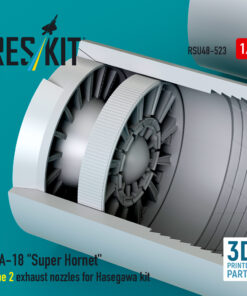 Alternative view of Reskit F/A-18 "Super Hornet" type 2 exhaust nozzles for Hasegawa kit (3D Printed) RSU48-0523