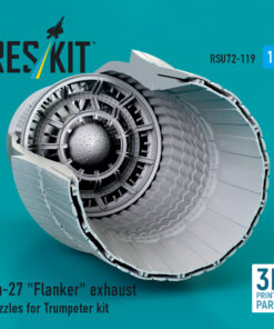 Alternative view of ResKit Su-27 "Flanker" exhaust nozzles for Trumpeter kit (3D Printed) (1/72)