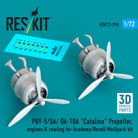 Reskit PBY-5/5A/ OA-10A "Catalina" Propeller, engines & cowling for Academy/Revell/Wolfpack kit (3D printed) RSU72-0310