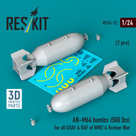 Reskit AN-M64 bombs (500 lbs) for all USAF & RAF of WW2 & Korean War (3D Printed) (1/24) RS24-0012