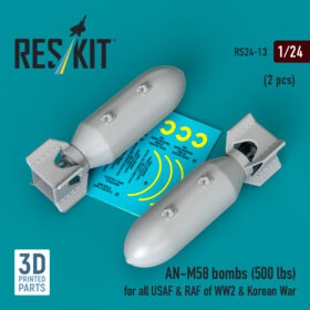 Reskit AN-M58 bombs (500 lbs) for all USAF & RAF of WW2 & Korean War (3D Printed) (1/24) RS24-0013
