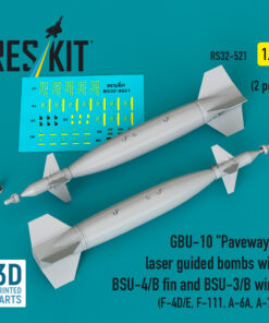 Reskit GBU-10 "Paveway I" laser guided bombs with BSU-4/B fin and BSU-3/B wing (2 pcs) (3D Printed) (1/32) RS32-0521
