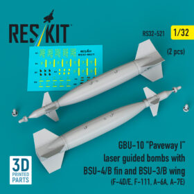 Reskit GBU-10 "Paveway I" laser guided bombs with BSU-4/B fin and BSU-3/B wing (2 pcs) (3D Printed) (1/32) RS32-0521