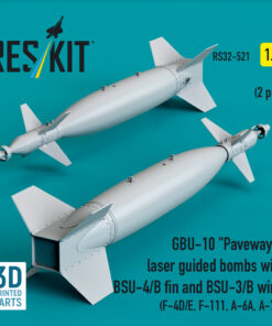 Alternative view of Reskit GBU-10 "Paveway I" laser guided bombs with BSU-4/B fin and BSU-3/B wing (2 pcs) (3D Printed) (1/32) RS32-0521