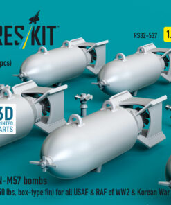 Alternative view of Reskit AN-M57 bombs (250 lbs, box-type fin) for all USAF & RAF of WW2 & Korean War (3D Printed) (1/32) RS32-0537