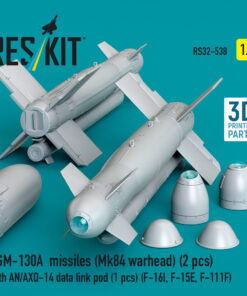 Alternative view of Reskit AGM-130A missiles (Mk84 warhead) with AN/AXQ-14 data link pod (1 pcs) (F-16I, F-15E, F-111F) (3D Printed) (1/32) RS32-0538