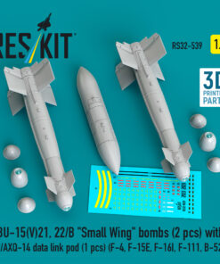 Reskit GBU-15(V)21, 22/B "Small Wing" bombs with AN/AXQ-14 data link pod (1 pcs) (F-4, F-15E, F-16I, F-111, B-52) (3D Printed) (1/32) RS32-0539