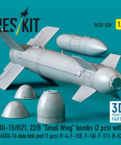 Alternative view of Reskit GBU-15(V)21, 22/B "Small Wing" bombs with AN/AXQ-14 data link pod (1 pcs) (F-4, F-15E, F-16I, F-111, B-52) (3D Printed) (1/32) RS32-0539