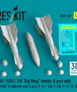 Reskit GBU-15(V)1, 2/B "Big Wing" bombs with AN/AXQ-14 data link pod (1 pcs) (F-4, F-15E, F-16I, F-111, B-52) (3D Printed) (1/32) RS32-0540