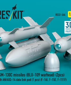 Alternative view of Reskit AGM-130C missiles (BLU-109 warhead) with AN/AXQ-14 data link pod (1 pcs) (F-16I, F-15E, F-111F) (3D Printed) (1/32) RS32-0544