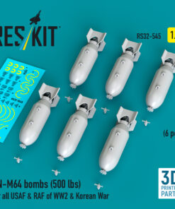 Reskit AN-M64 bombs (500 lbs) for all USAF & RAF of WW2 & Korean War (3D Printed) (1/32) RS32-0545