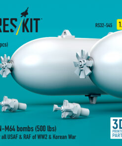 Alternative view of Reskit AN-M64 bombs (500 lbs) for all USAF & RAF of WW2 & Korean War (3D Printed) (1/32) RS32-0545