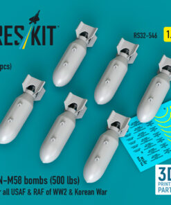 Reskit AN-M58 bombs (500 lbs) for all USAF & RAF of WW2 & Korean War (3D Printed) (1/32) RS32-0546