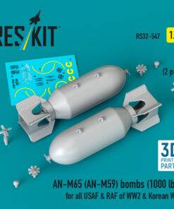 Reskit AN-M65 (AN-M59) bombs for all USAF & RAF of WW2 & Korean War (2 pcs) (3D Printed) (1/32) RS32-0547