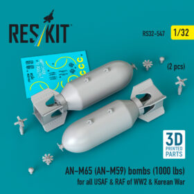 Reskit AN-M65 (AN-M59) bombs for all USAF & RAF of WW2 & Korean War (2 pcs) (3D Printed) (1/32) RS32-0547