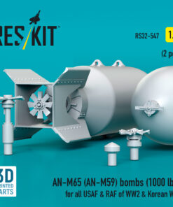Alternative view of Reskit AN-M65 (AN-M59) bombs for all USAF & RAF of WW2 & Korean War (2 pcs) (3D Printed) (1/32) RS32-0547
