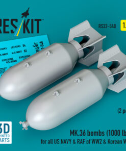 Reskit MK.36 bombs (1000 lbs) for all US NAVY & RAF of WW2 & Korean War (3D Printed) (1/32) RS32-0548