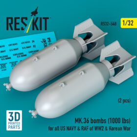 Reskit MK.36 bombs (1000 lbs) for all US NAVY & RAF of WW2 & Korean War (3D Printed) (1/32) RS32-0548