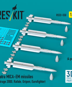 Reskit Matra MICA-EM missiles (4 pcs) (3D Printed) (1/32) RS32-0550
