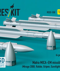 Alternative view of Reskit Matra MICA-EM missiles (4 pcs) (3D Printed) (1/32) RS32-0550
