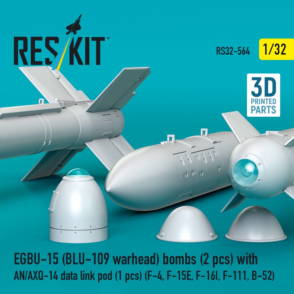 Reskit EGBU-15 (BLU-109 warhead) bombs with AN/AXQ-14 data link pod (1 pcs) (F-4, F-15E, F-16I, F-111, B-52) (3D Printed) (1/32) RS32-0564 - Image 2
